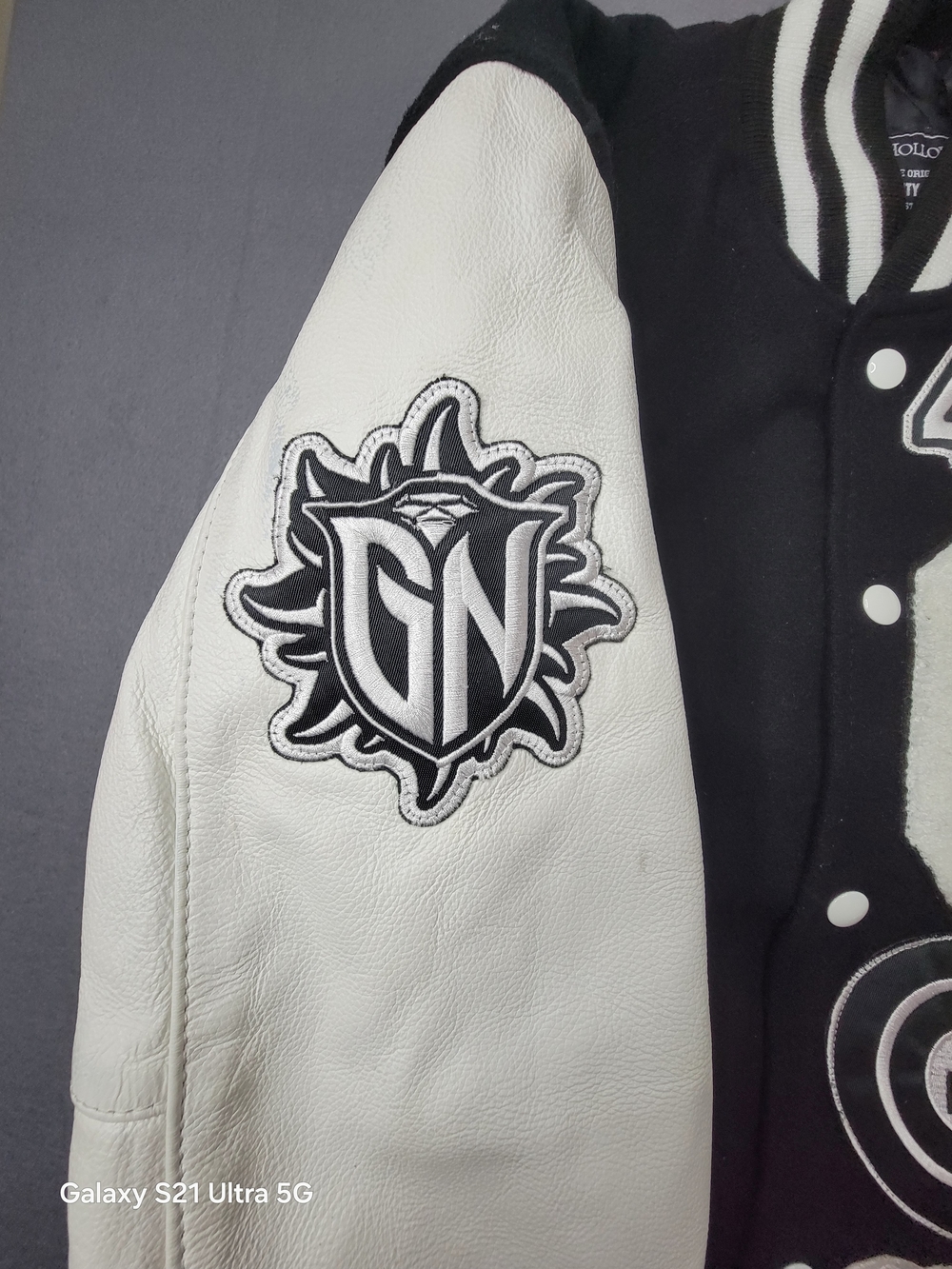 Holloway Black & White Varsity Letterman Jacket with G Patch - Picture 4 of 13